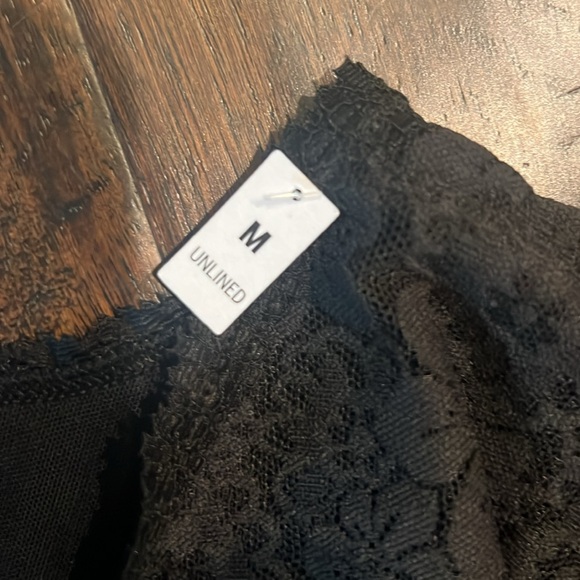 Victorias Secret PINK NWT Black Lacy Corset Brakette top Medium - Picture 3 of 5